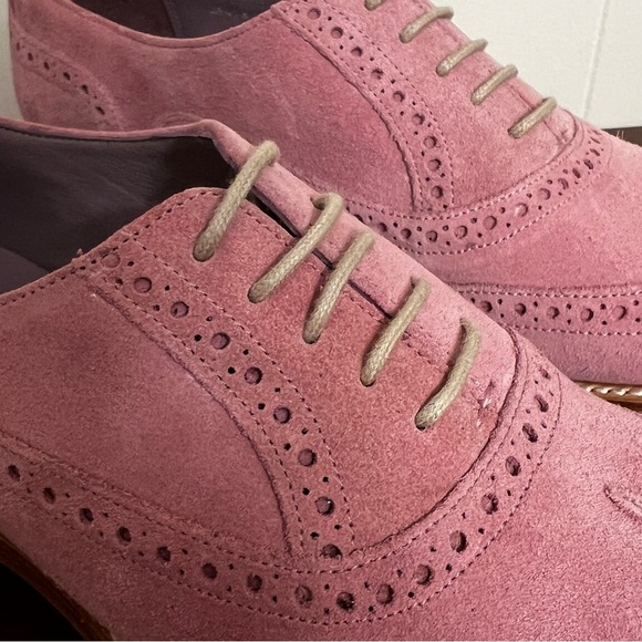 NWOT Barker Freya - Pink Suede Women Oxford Brogue Shoe - Picture 8 of 15